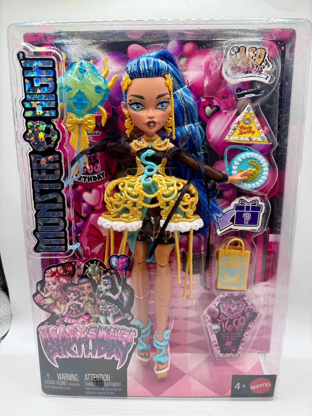 Mattel Monster High Scary Sweet Birthday Doll - Blue Hair & Gold Outfit
